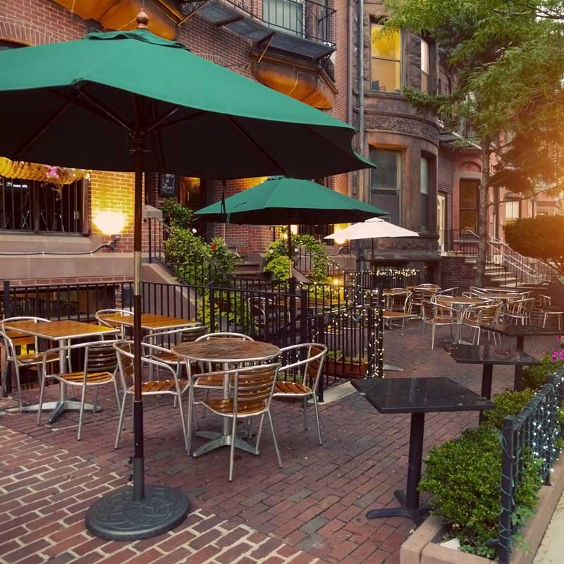 Scenic Cafe Terraces in Newbury Street located in the Back Bay area of Boston Massachusetts USA