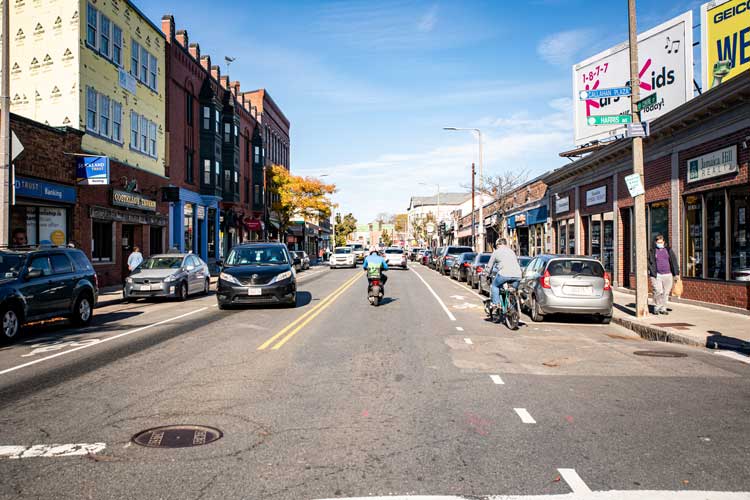 looking down centre street jamaica plain